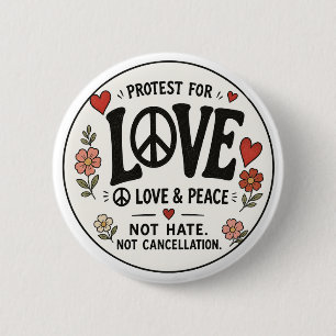 Love and peace 6 cm round badge