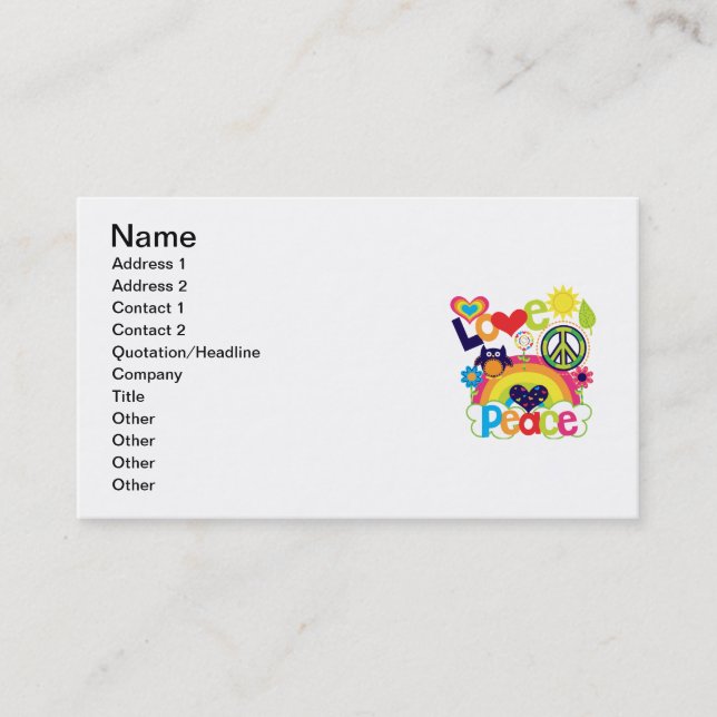 Love and Peace Baby Business Card (Front)