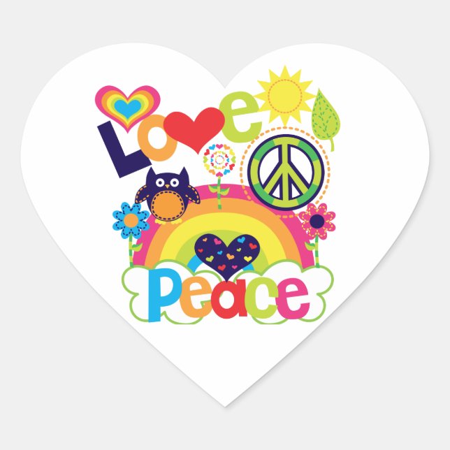 Love and Peace Baby Heart Sticker (Front)