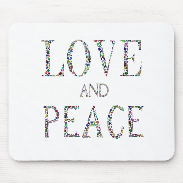 Love and Peace – Gemstone Lettering Design Mouse Mat (Front)