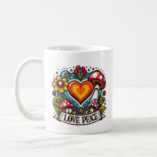 Love and Peace Heart – Inspirational Coffee Mug
