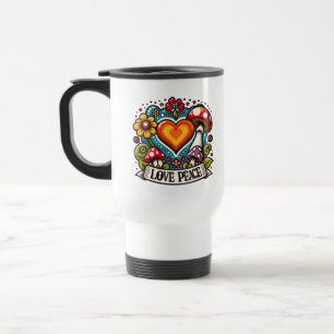 Love and Peace Heart – Inspirational Travel Mug