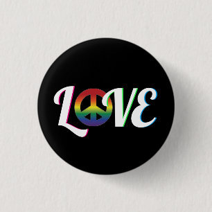 Love and Peace Hippy Retro 3 Cm Round Badge
