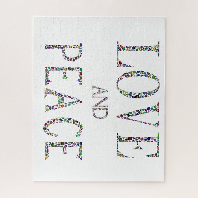 Love and Peace made with Gemstones Jigsaw Puzzle (Vertical)