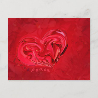 Love and Peace Postcard red Heart