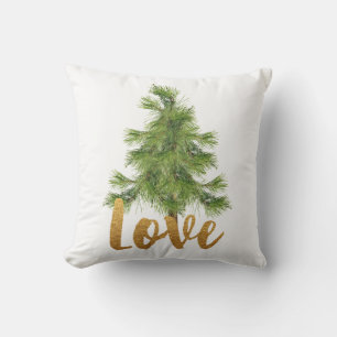 Love and Pine Tree Christmas Pillow