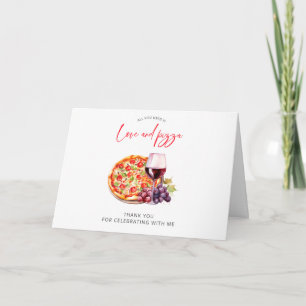 Love and Pizza Bridal Shower Thank You  Card
