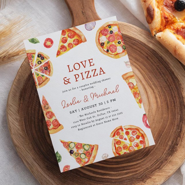 Love and Pizza Couples Wedding Shower Invitation (Creator Uploaded)
