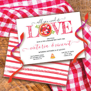 Love and Pizza Engagement Italian Dinner Invitation