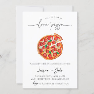 Love and Pizza Engagement Party Invitation