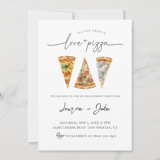 Love and Pizza Engagement Party Invitation (Front)