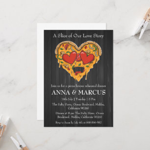 love and pizza fun rehearsal dinner invitations