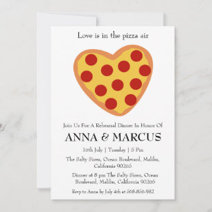 love and pizza fun rehearsal dinner invitations