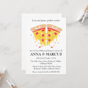 love and pizza fun rehearsal dinner invitations