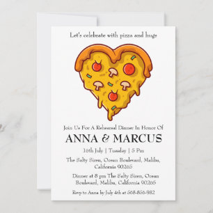 love and pizza fun rehearsal dinner invitations