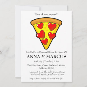 love and pizza fun rehearsal dinner invitations
