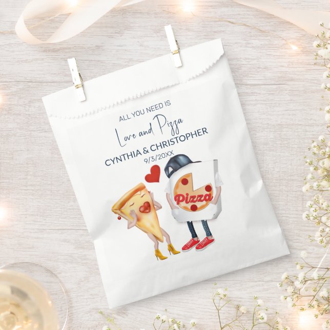 Love and Pizza Funny Wedding Favour Bags (Clipped)