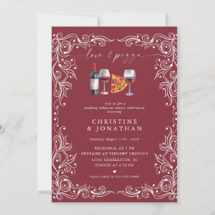 Love and Pizza   Rehearsal Dinner  Invitations