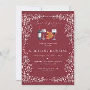 Love and Pizza Wine Bridal Shower Invitation