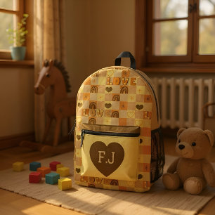 Love and rainbows yellow printed backpack