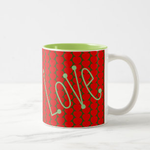Love and red hearts Two-Tone coffee mug