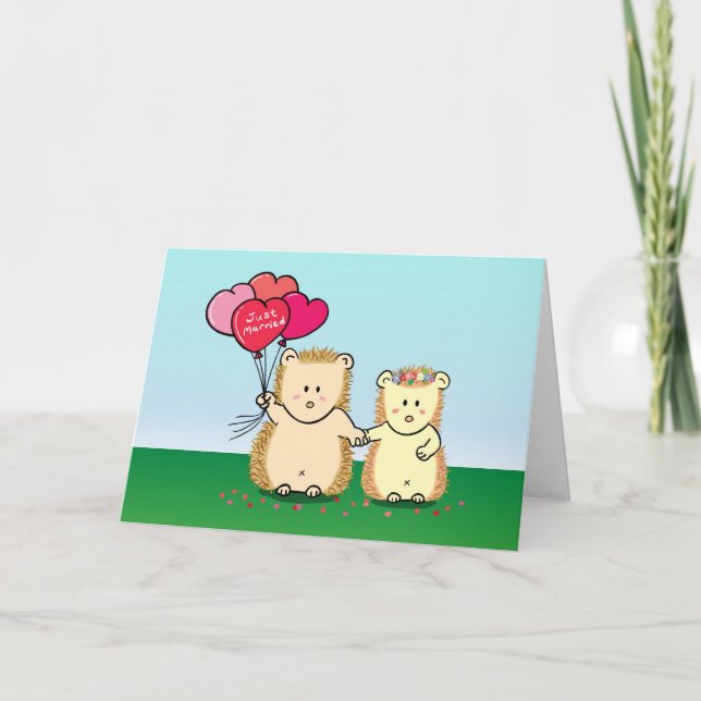 Love and Romance - Cute Hedgehog couple with heart Card (Front)