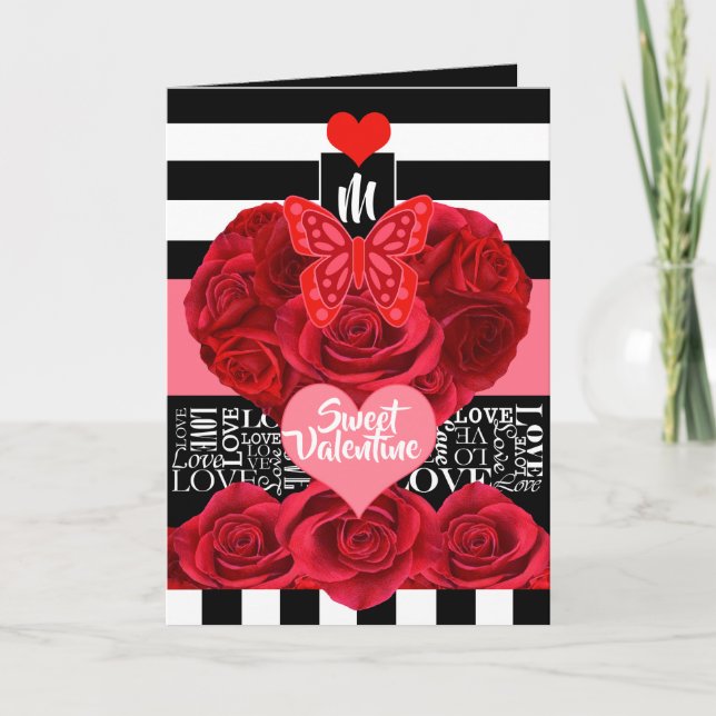 Love and Roses Blackboard Style Holiday Card (Front)