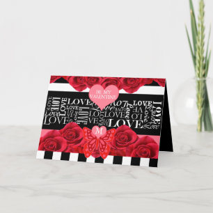 Love and Roses Blackboard Style Holiday Card
