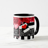 Love and Roses Blackboard Style Mug