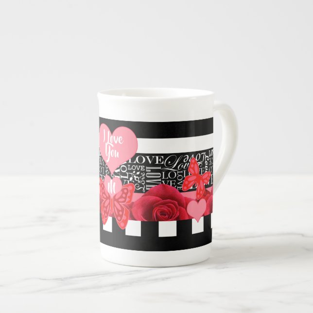 Love and Roses Blackboard Style Mug (Front Right)