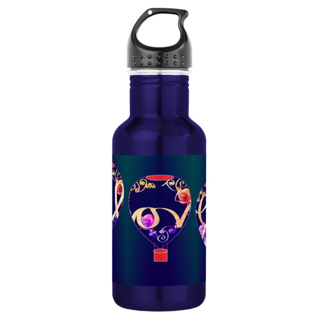 "Love" and Roses Hot Air Balloons 532 Ml Water Bottle (Front)