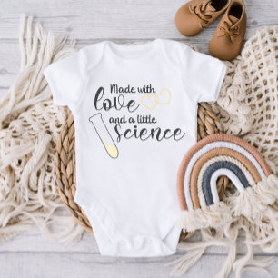 Love and Science IVF Quote Yellow Black Text Baby Bodysuit