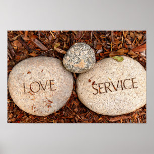 Love and Service - Spiritual Religious Stones Poster