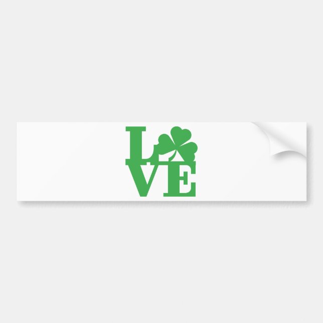 LOVE and Shamrocks Bumper Sticker (Front)