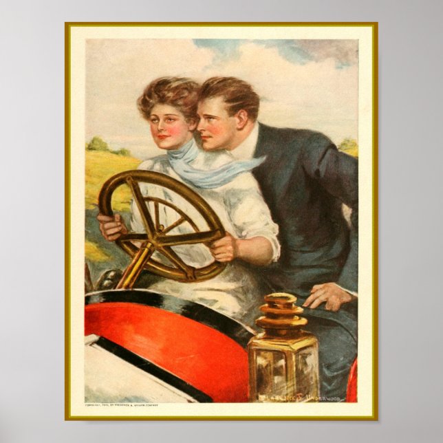 ‘Love and Six Cylinders’ Vintage Advertisement Poster (Front)