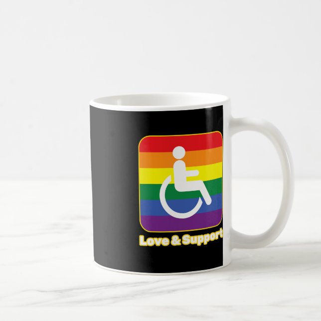 Love and Support rainbow person with disability wh Coffee Mug (Right)