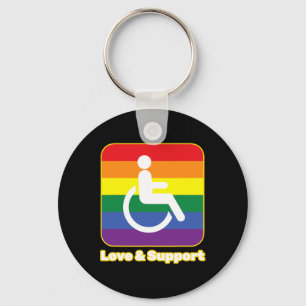 Love and Support rainbow person with disability wh Key Ring