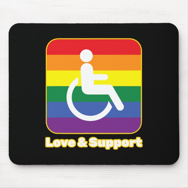 Love and Support rainbow person with disability wh Mouse Mat (Front)