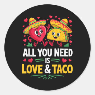 Love And Taco Sombrero Outfit Funny Mexican Cinco Classic Round Sticker