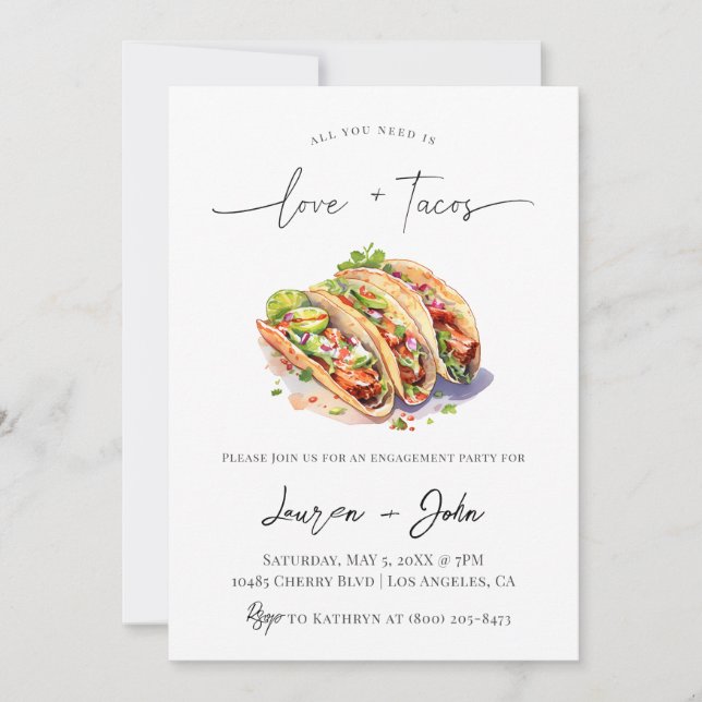 Love and Tacos Engagement Party Invitation (Front)