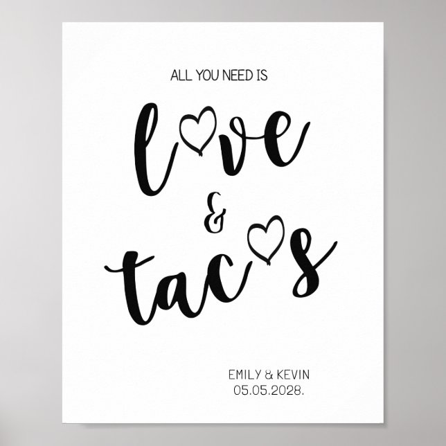 Love and Tacos sign Tabletop Plaque with Easel (Front)