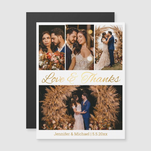 love and thanks 4 photos collage wedding magnet (Front/Back)