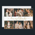 Love and Thanks 6 Photo Collage Wedding  Thank You<br><div class="desc">Modern, Elegant, „Love and Thanks” Script 6 Photo Collage White and Gold Wedding Thank You Card. Stylish wedding thank you card template featuring six (6) photo on the front and one (1) photo on the back side. With the text „Love and Thanks” script in a swirly hand lettered calligraphy swash-tail...</div>
