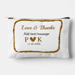 Love and thanks add couple name golden black weddi accessory pouch