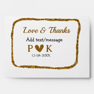 Love and thanks add couple name golden black weddi envelope