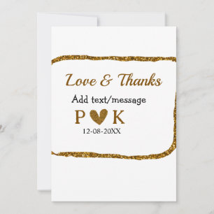 Love and thanks add couple name golden black weddi invitation