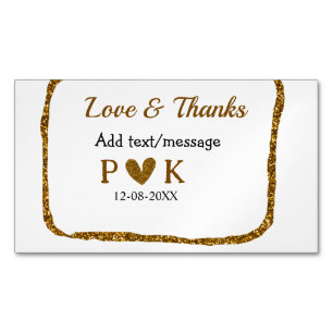 Love and thanks add couple name golden black weddi 	Magnetic business card