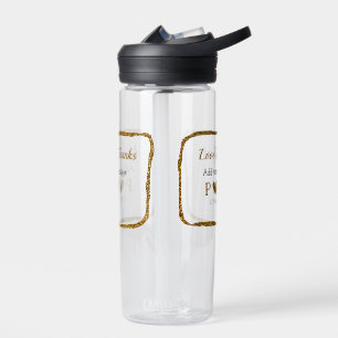 Love and thanks add couple name golden black weddi water bottle