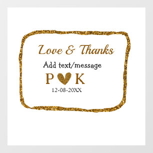 Love and thanks add couple name golden black weddi window cling