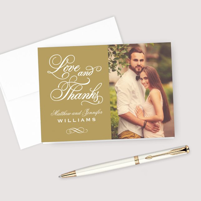 Love and Thanks | Antique Gold Wedding Thank You (Creator Uploaded)